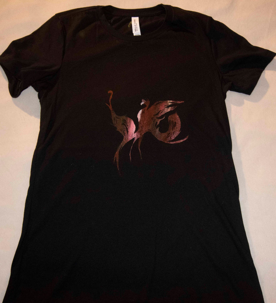 Dancing Birds Black T-Shirt 100% Cotton