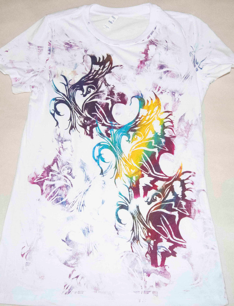 Abstract Butterfly White T-shirt Colorful
